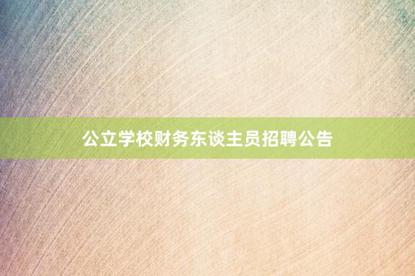 公立学校财务东谈主员招聘公告